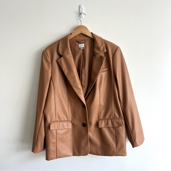 a new day Jackets & Blazers - A New Day Faux Leather Camel Brown Blazer